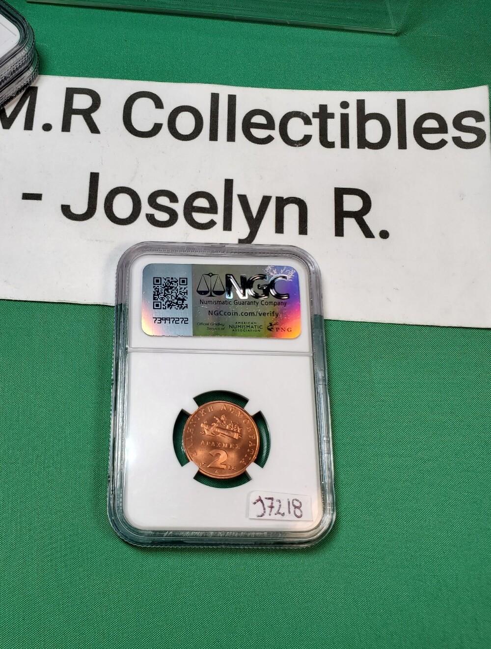 1988 greece 2 drachmes km# 15 - ngc ms67 rd high grade